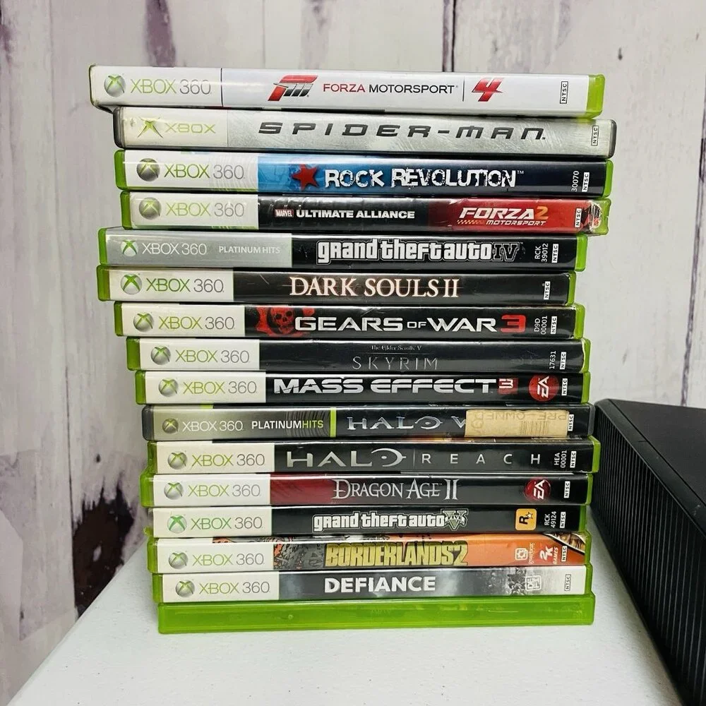 Microsoft XBox 360 S Slim 250GB Video Game Console Bundle With 16 Games Lot
